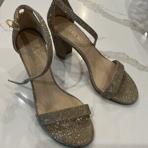 Stuart Weitzman Nudistcurve Gold/ Silver Block Heels